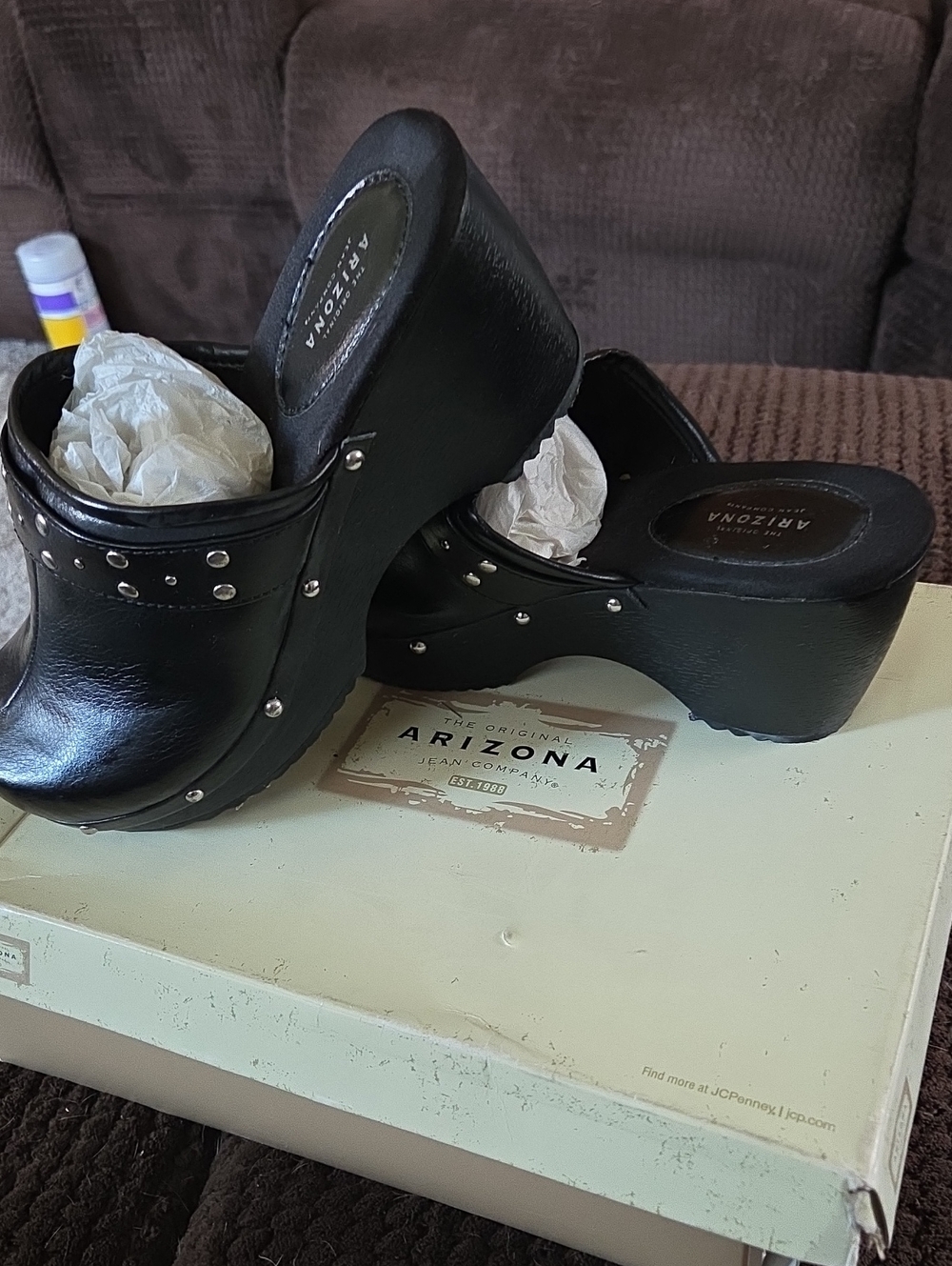 Arizona Jean Company Black Studded Platform Clogs